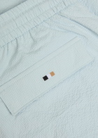 Boss Stretch-seersucker Swim Shorts Blue