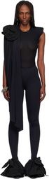 VAQUERA Black Draped Bodysuit