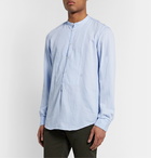 Massimo Alba - Grandad-Collar Textured-Cotton Half-Placket Shirt - Blue