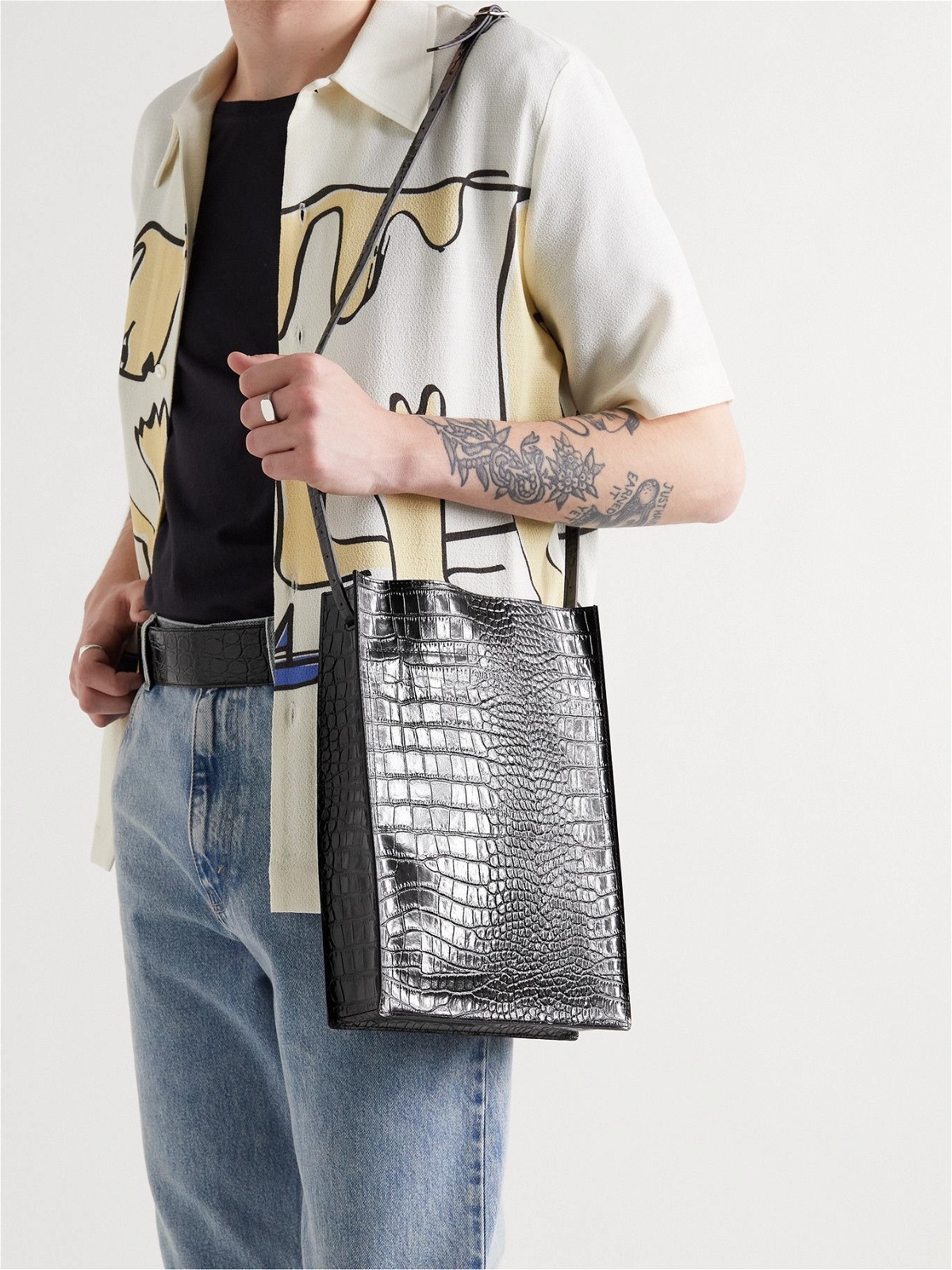 OUR LEGACY - Croc-Effect Leather Tote Bag