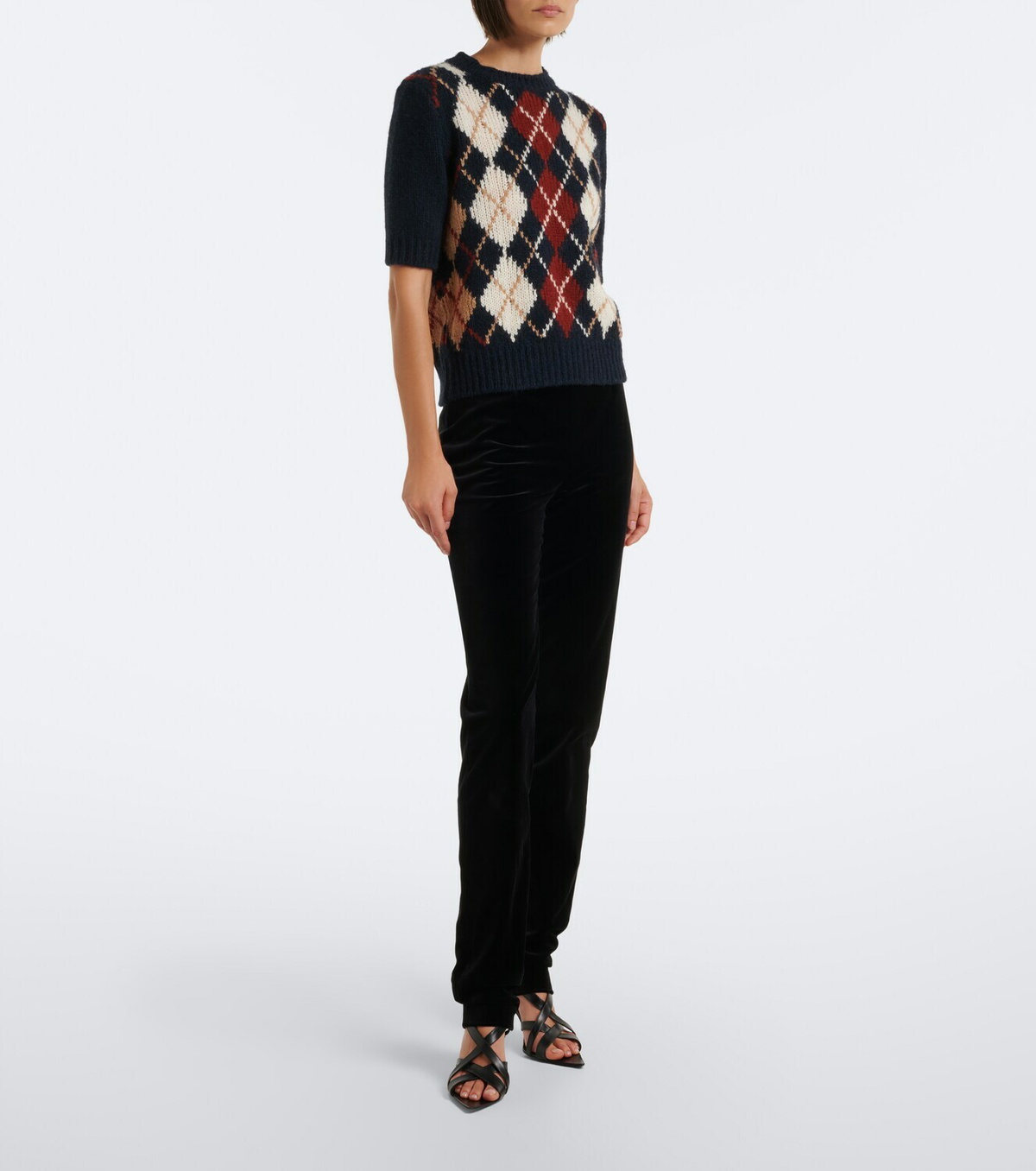 Khaite Lisa argyle cashmere and mohair sweater