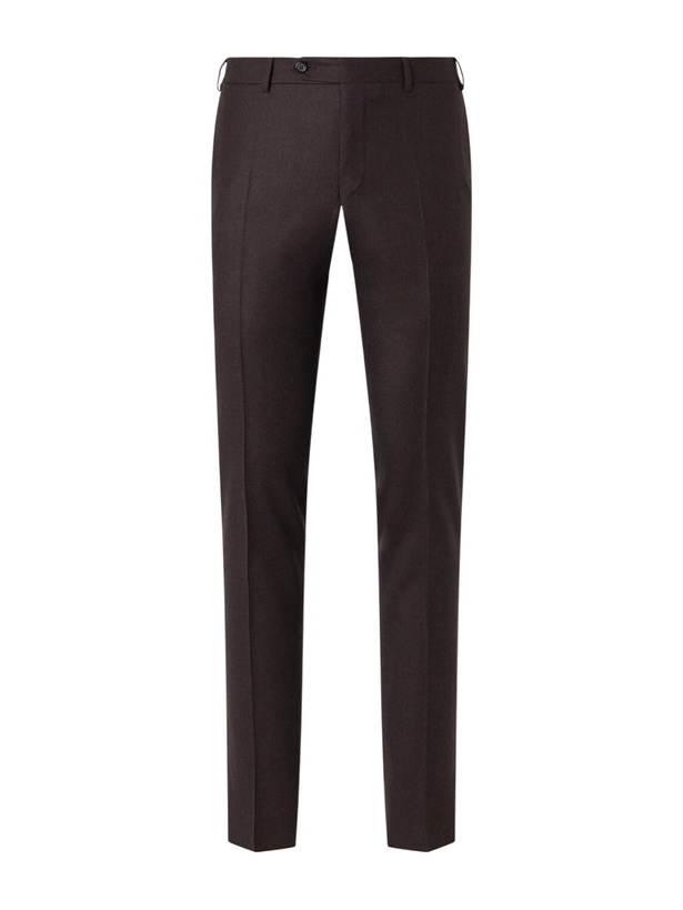 Photo: Canali - Slim-Fit Tapered Wool-Flannel Suit Trousers - Brown