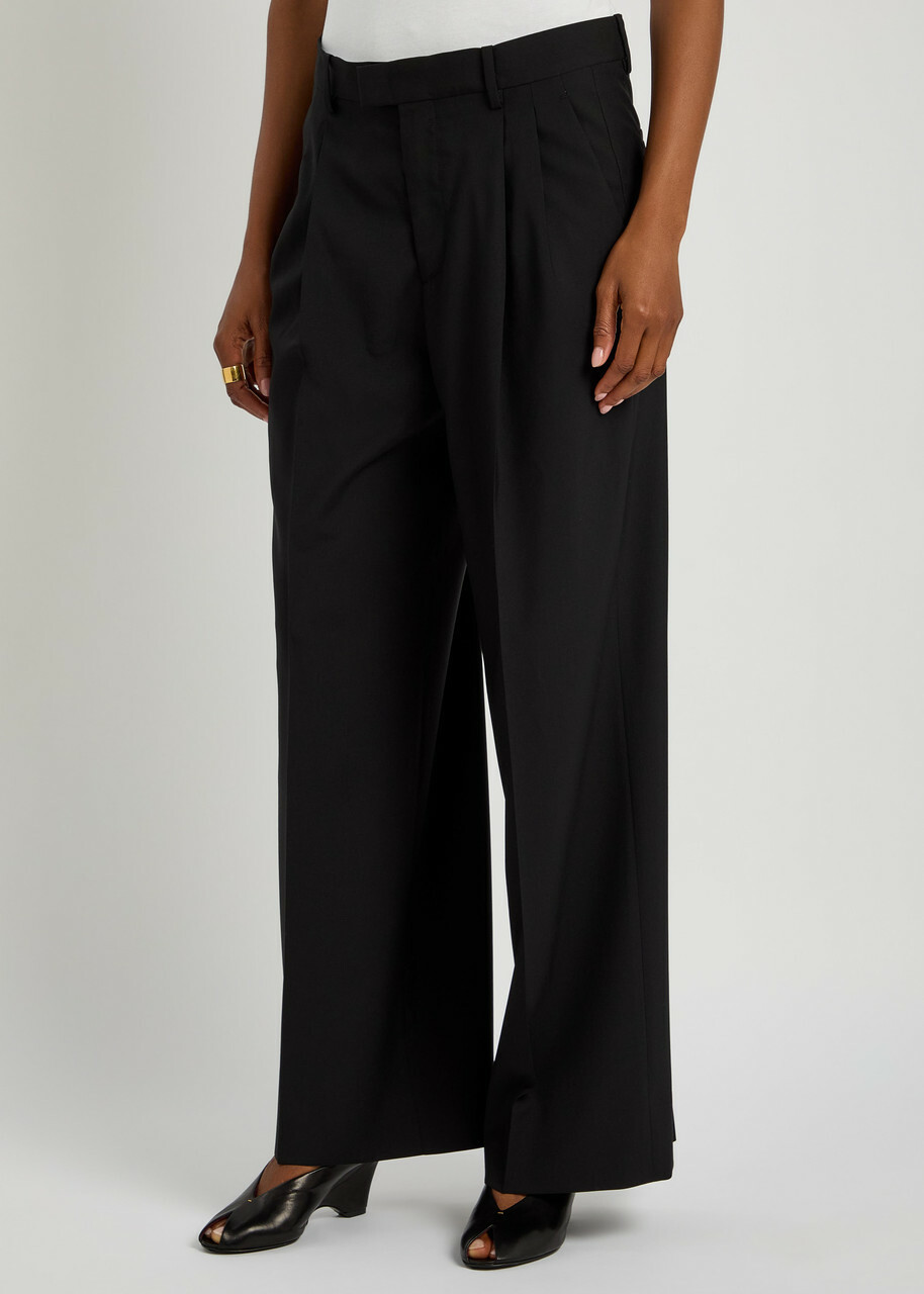Armarium Giorgia Pleated Wide-leg Wool Trousers Black