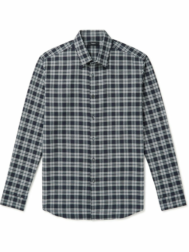 Photo: Theory - Irving Checked Cotton Shirt - Blue