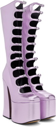 Marc Jacobs Purple 'The Metallic Kiki' Knee High Boots