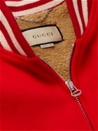 Gucci - Fleece-Lined Appliquéd Wool-Felt Bomber Jacket - Red