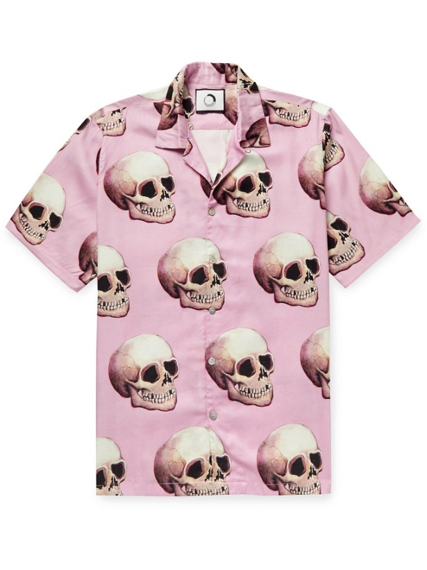 Photo: ENDLESS JOY - Skull Convertible-Collar Printed TENCEL-Blend Shirt - Pink