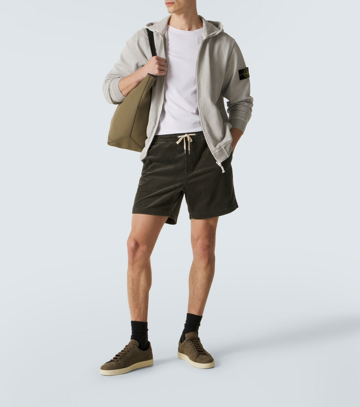 Stone Island Cotton jersey zip-up hoodie