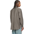 ssstein Taupe Extra Fine Wool Oversized Regular Collar Shirt