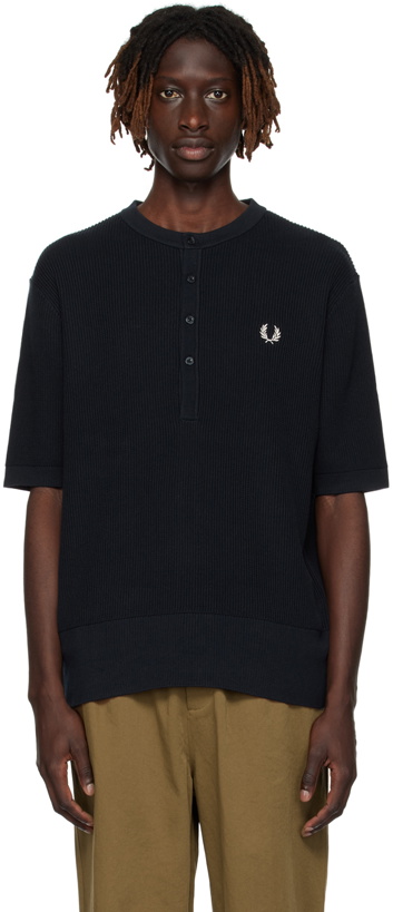 Photo: Fred Perry Navy Button Henley