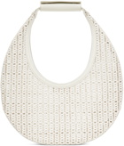 Staud White Woven Moon Bag