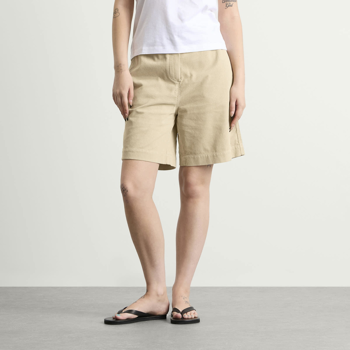 Nothing Written Women's Cotton Corduroy Shorts in Macadamia