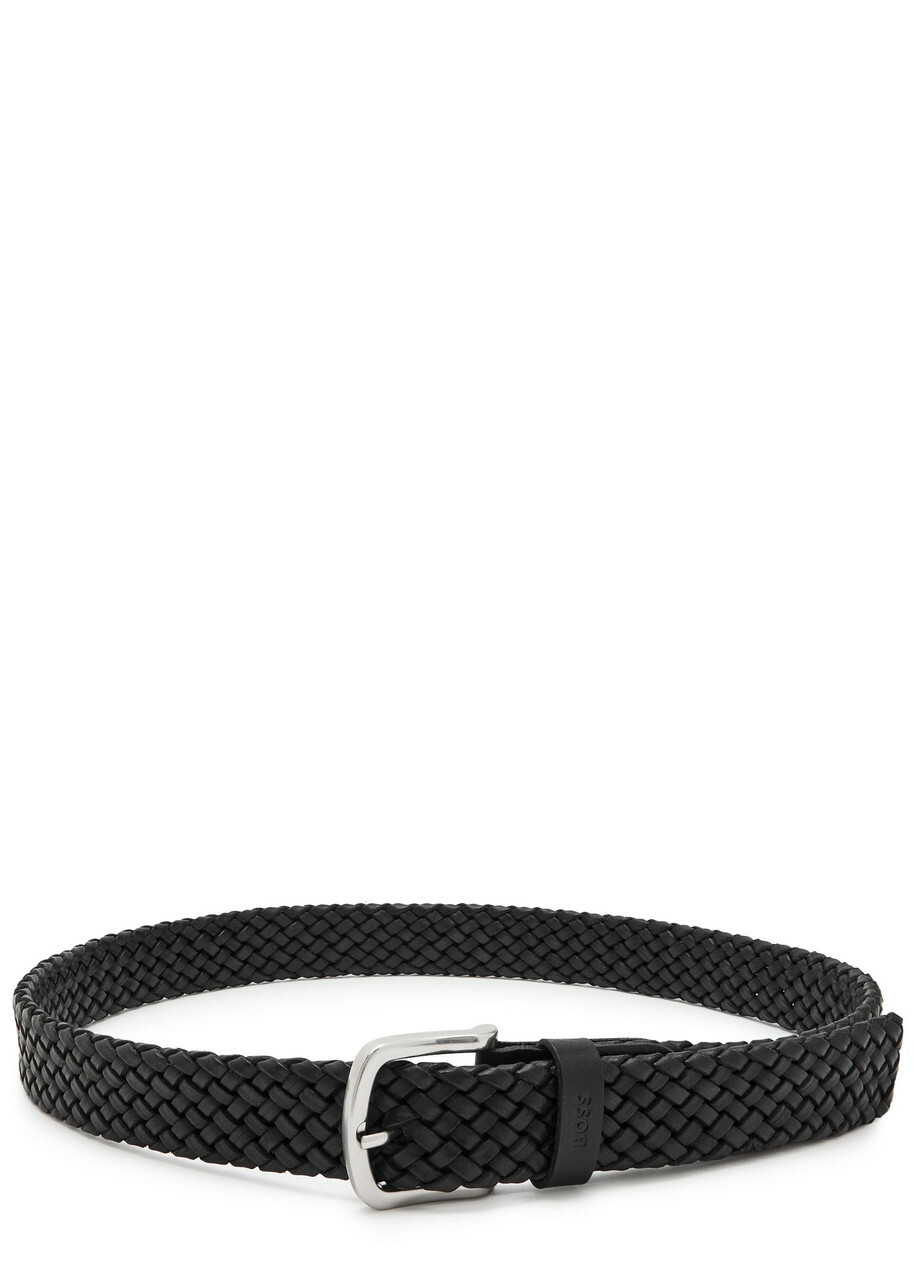 Boss Sash Braided Leather Belt Black
