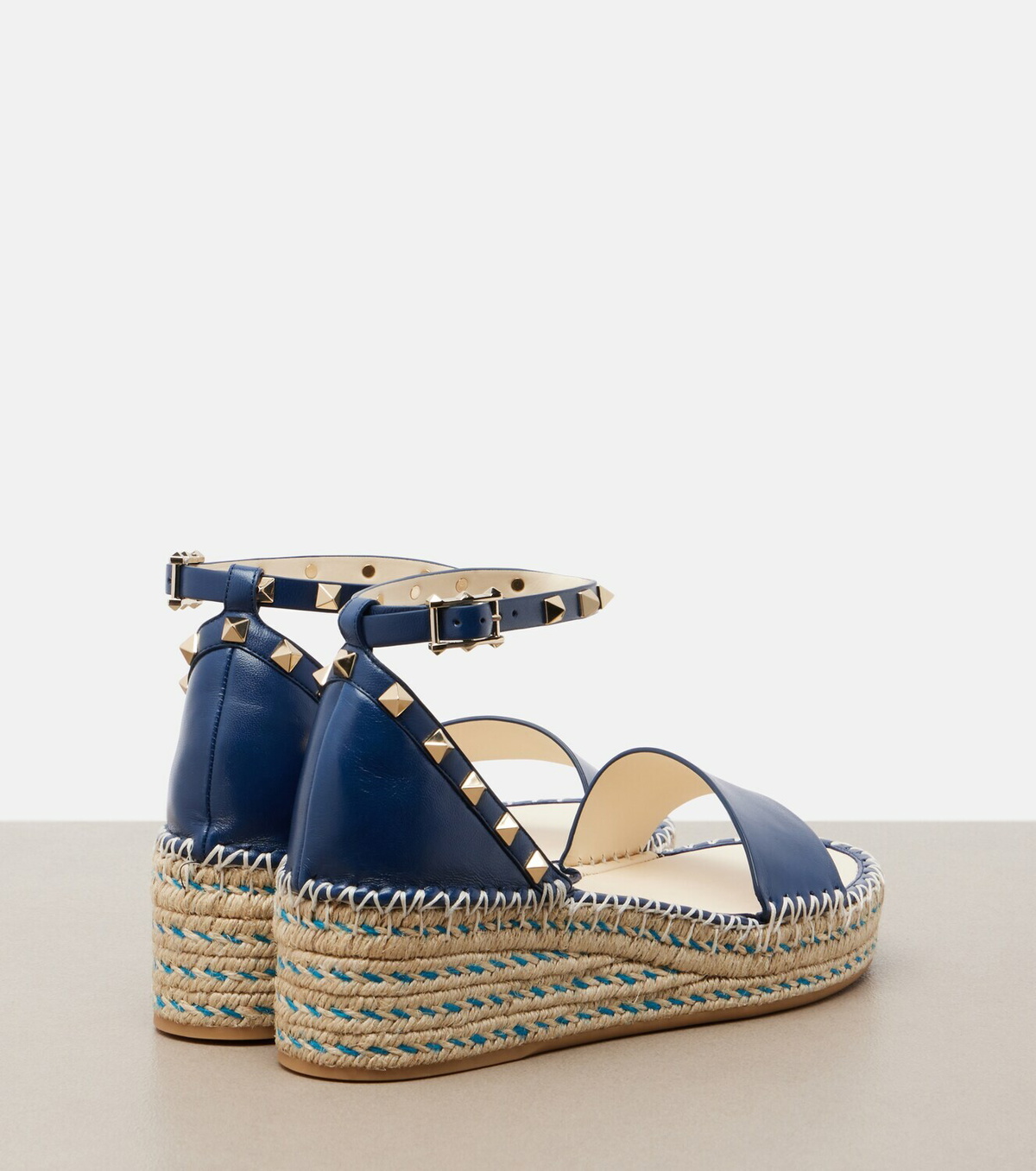 Valentino Garavani Double Rockstud leather espadrille wedges