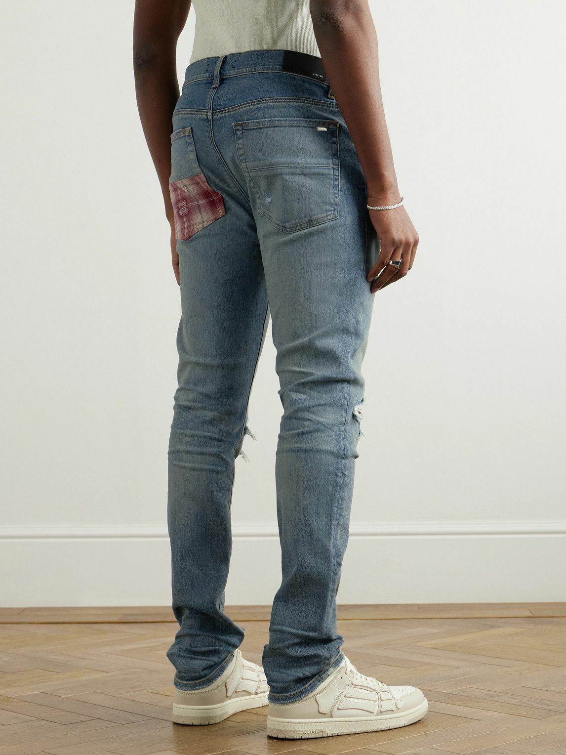 AMIRI - Skinny-Fit Distressed Patchwork Jeans - Blue Amiri
