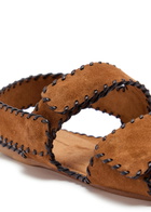 Khaite Boden Whipstitch Suede Sandals Brown