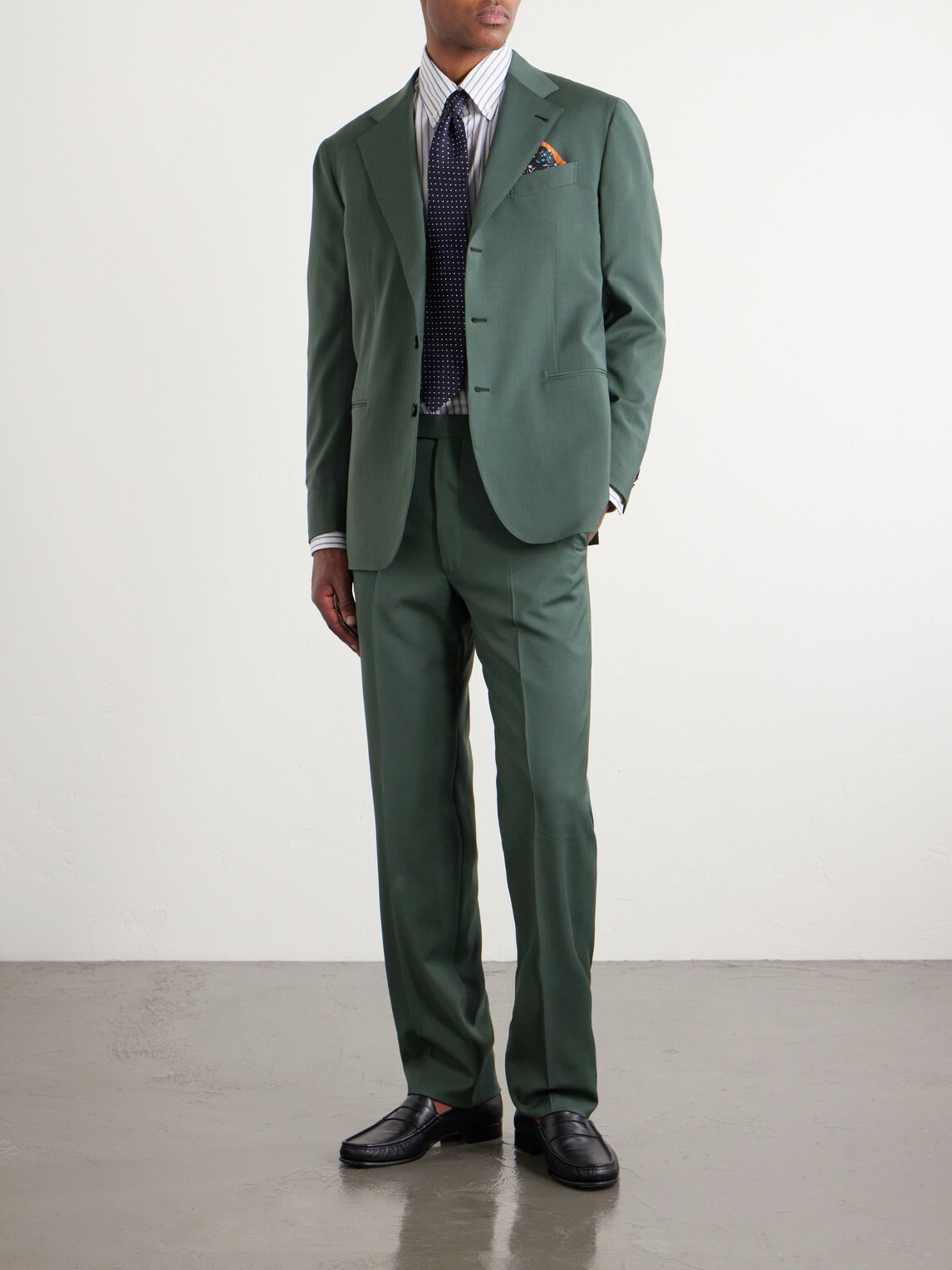 J. Mueser - Waverly Straight-Leg Cotton and Linen-Blend Twill Suit Trousers - Green