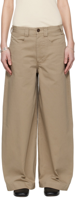 Photo: Meta Campania Collective Taupe Egon Wide-Leg Washed Midweight Cotton Trousers
