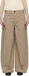 Meta Campania Collective Taupe Egon Wide-Leg Washed Midweight Cotton Trousers