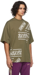 Palm Angels Green Bandana Print T-Shirt