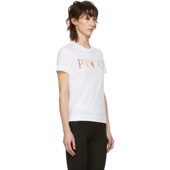 Emilio Pucci Onde Print Logo T-shirt in Blue