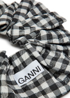 Ganni Checked Crinkled Taffeta Scrunchie - Black - One Size