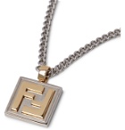 Fendi - Logo-Embossed Palladium-Plated and Gold-Tone Necklace - Silver