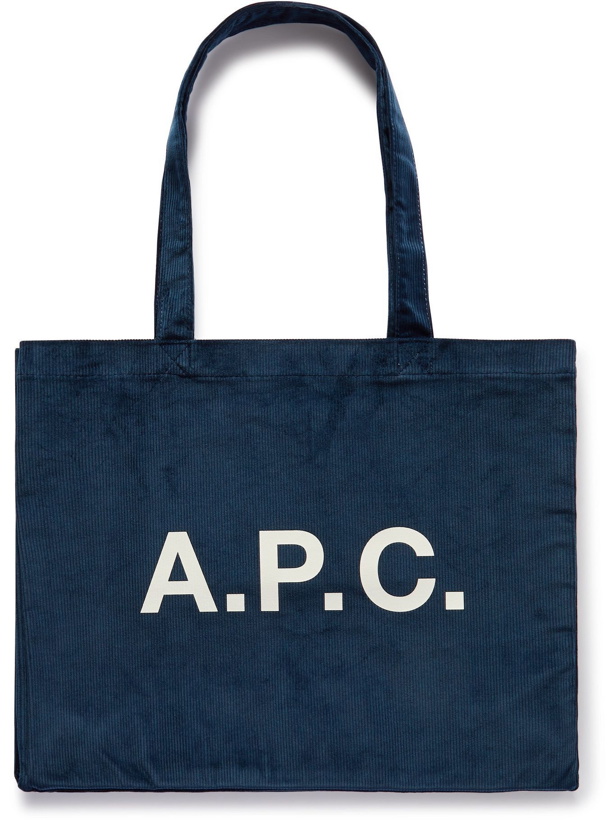 Photo: A.P.C. - Logo-Print Cotton-Corduroy Tote Bag