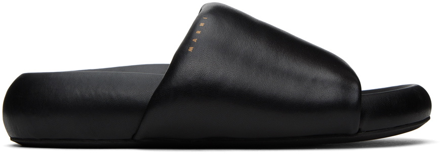 Marni Men\'s Black Leather Pouf Sandals Marni Pouf Sandals - Black | Garmentory main image 2