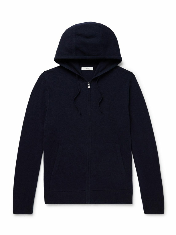 Photo: Mr P. - Mitchell Slim-Fit Merino Wool and Cashmere-Blend Zip-Up Hoodie - Blue