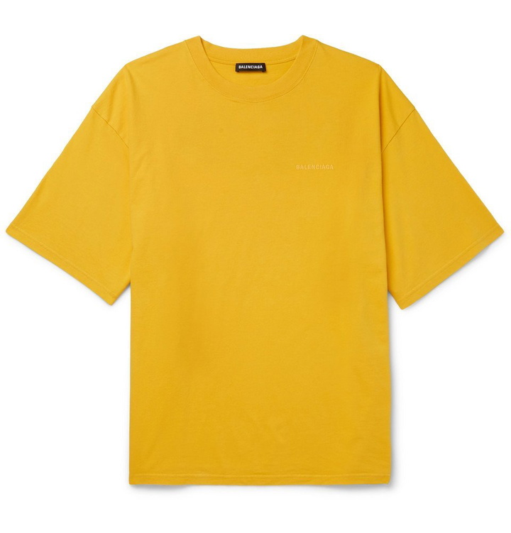 Photo: Balenciaga - Oversized Printed Cotton-Jersey T-Shirt - Men - Yellow