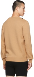 Dries Van Noten Tan Contrast V-Neck Sweater