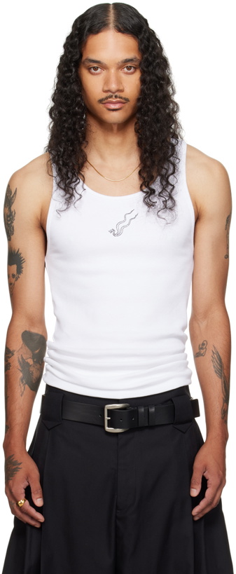 Photo: LU'U DAN White Logo Embroidered Tank Top