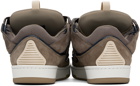 Lanvin SSENSE Exclusive Taupe Leather Curb Sneakers