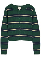 Reformation Clara Striped Cashmere Cardigan Green