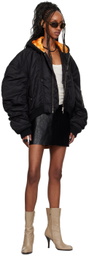 LU'U DAN Black Distorted MA1 Bomber Jacket