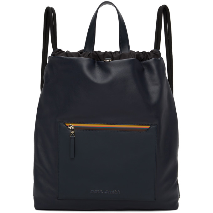 Photo: Paul Smith Navy Leather Stripe Duffle Bag