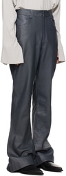 Aaron Esh Gray Asymmetric Leather Pants