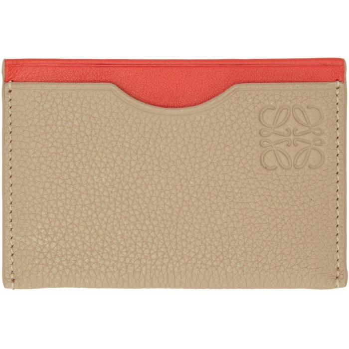 Photo: Loewe Taupe and Red Plain Card Holder