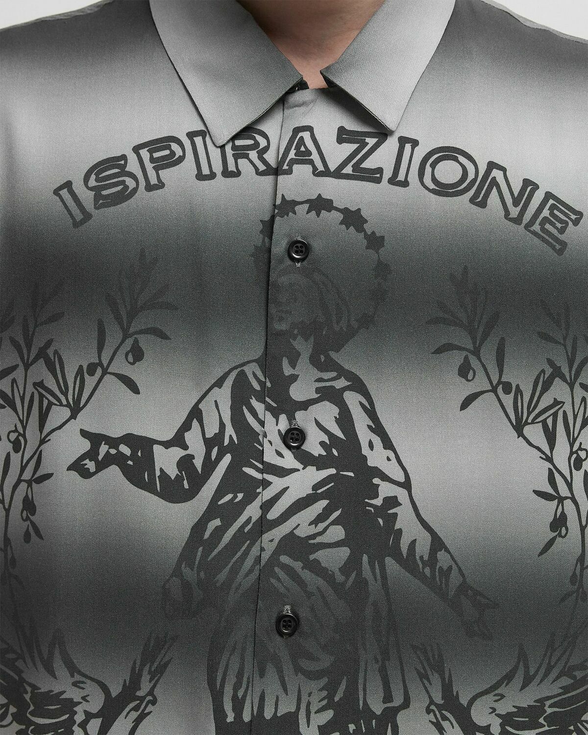 Pleasures X Iuter GIOVANNI BUTTON UP silver Mens Shortsleefe