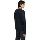 Maison Margiela Navy and Brown Elbow Patch Sweater