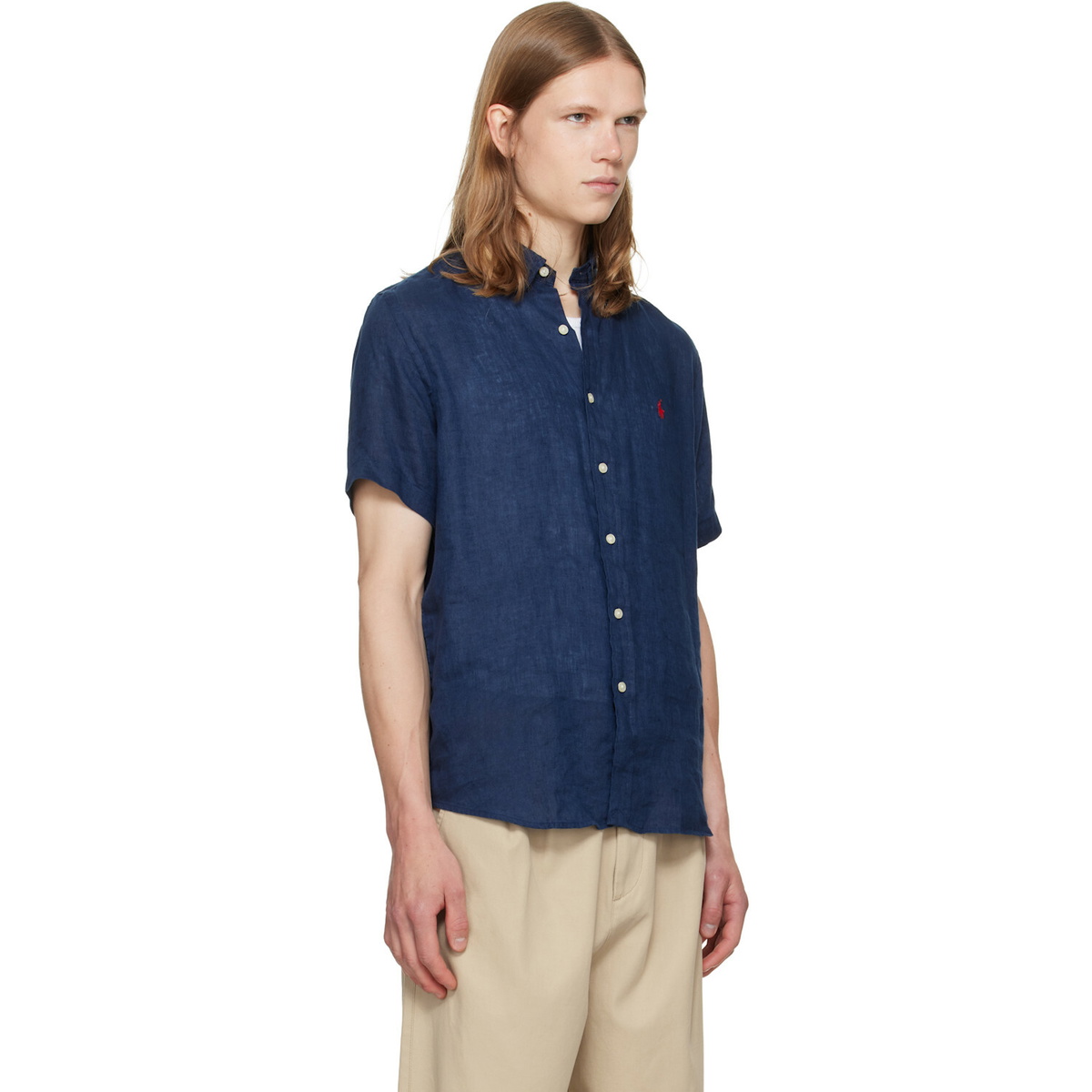 Polo Ralph Lauren Navy Linen Short Sleeve Sport Shirt