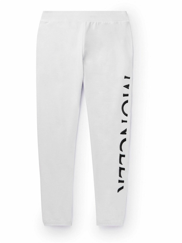 Photo: Moncler - Tapered Logo-Embroidered Cotton-Jersey Sweatpants - White