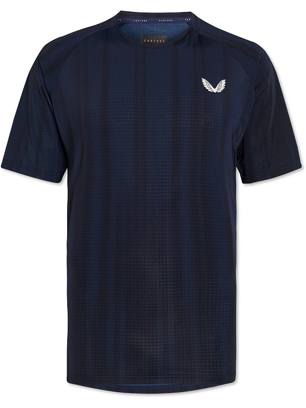 Photo: Castore - Logo-Print Striped Stretch-Jersey T-Shirt - Blue