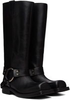 Acne Studios Black Leather Buckle Tall Boots