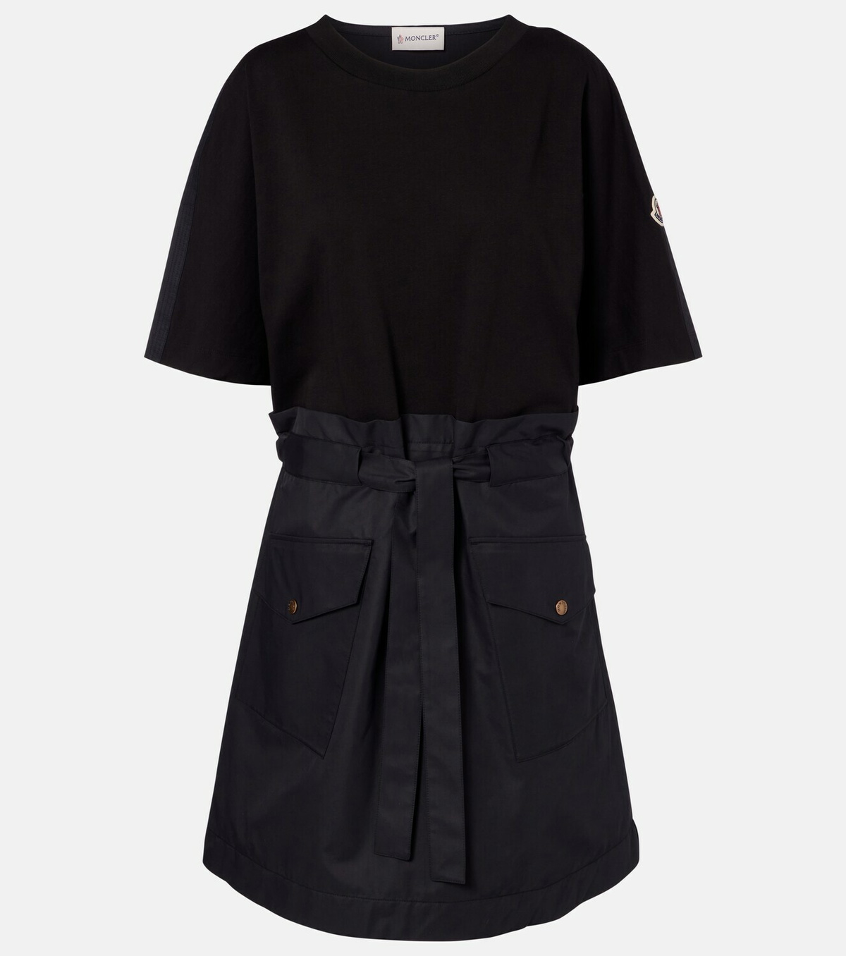 Moncler Belted cotton-blend jersey minidress