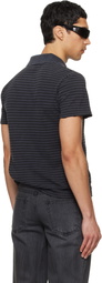 TONYWACK Black Garment Dyed Stripe Pique Polo