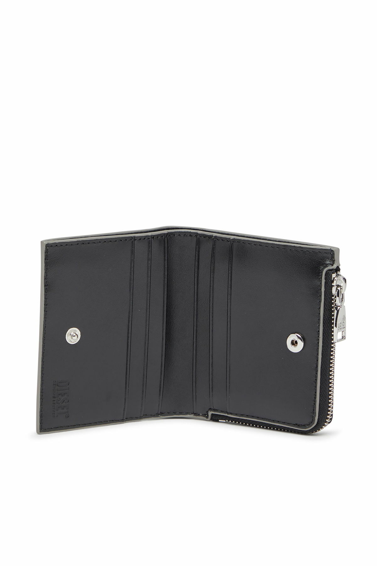 Diesel Bi-fold card holder in mirrored leather - Bijoux and Gadgets Womens in Silver