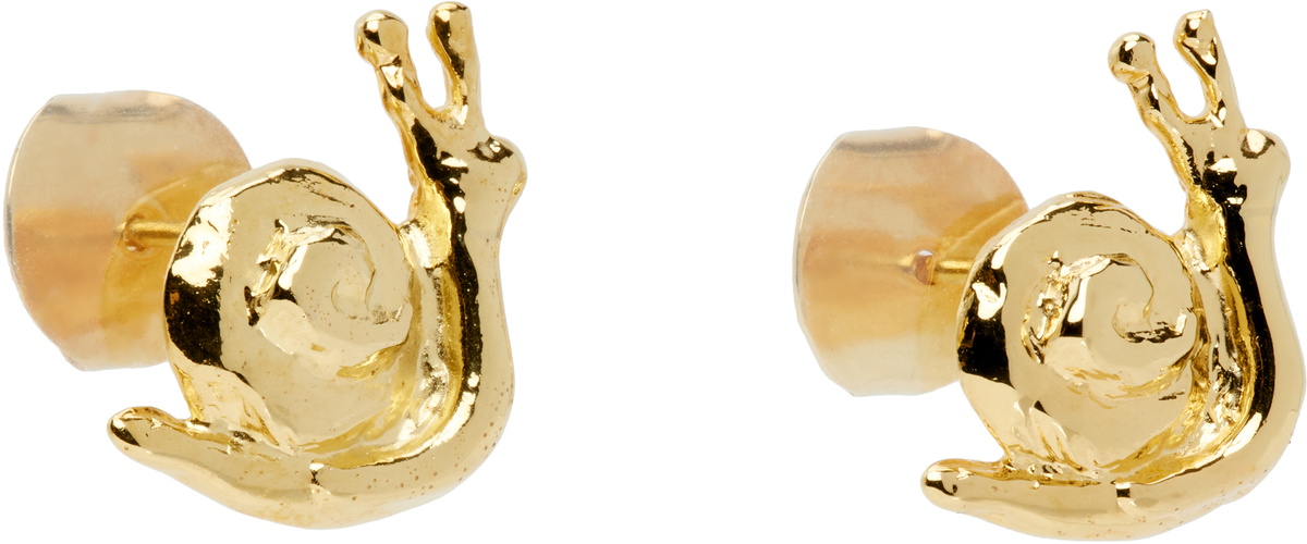 Chopova Lowena Gold Snail Stud Earrings