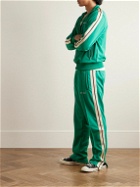 Palm Angels - Straight-Leg Striped Pleated Tech-Jersey Track Pants - Green